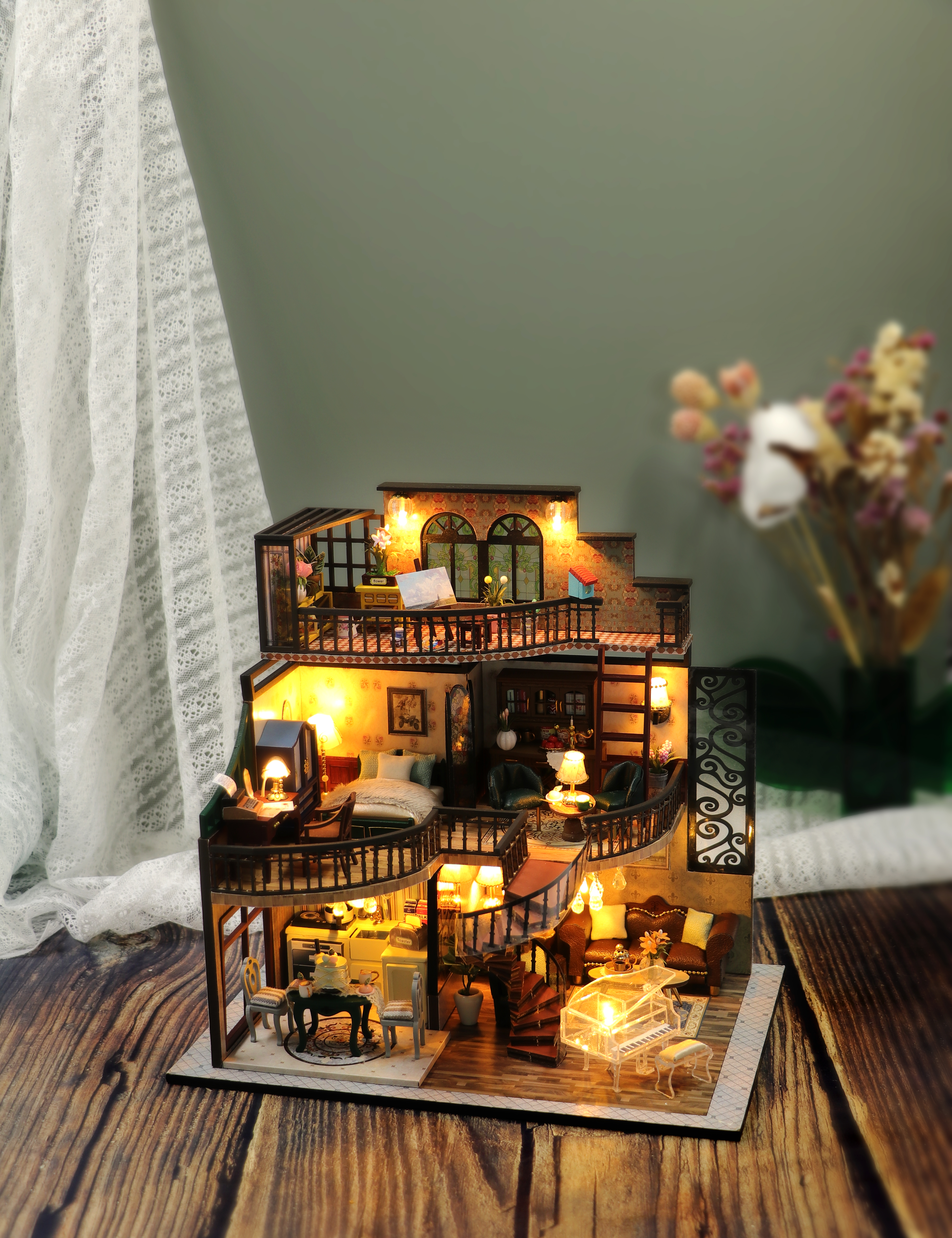 Đồ Chơi Sáng Tạo DIY Mô Hình Thu Nhỏ Ngôi Nhà Tiện Nghi Trong Mơ -...