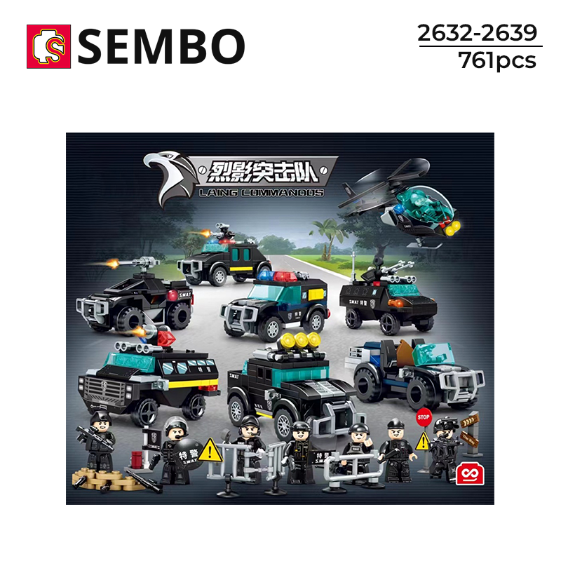 Combo 8in1 Xe Cảnh Sát SWAT – SEMBO 2632-2639