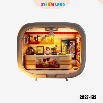 Mô hình lắp ráp DIY  cửa hàng đồ ăn nhanh (có đèn) - NXYBS-2027-132