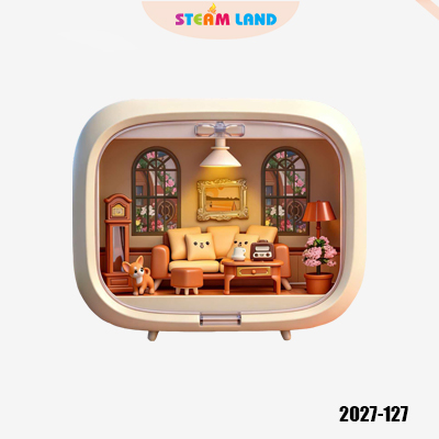 Mô hình lắp ráp DIY phòng khách mini (có đèn) - NXYBS-2027-127