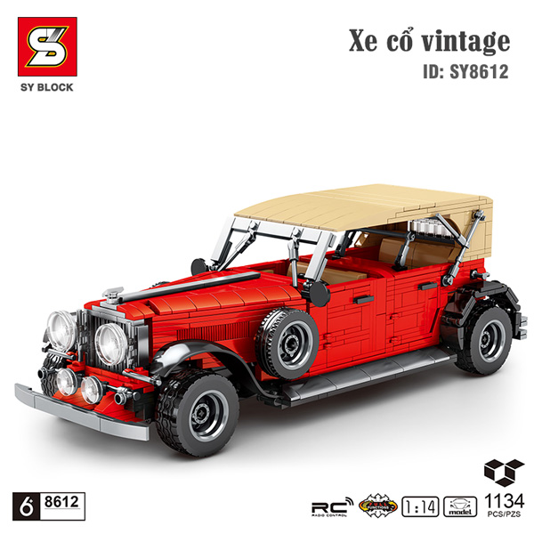 Xe vintage cổ điển màu đỏ - SY BLOCK 8612